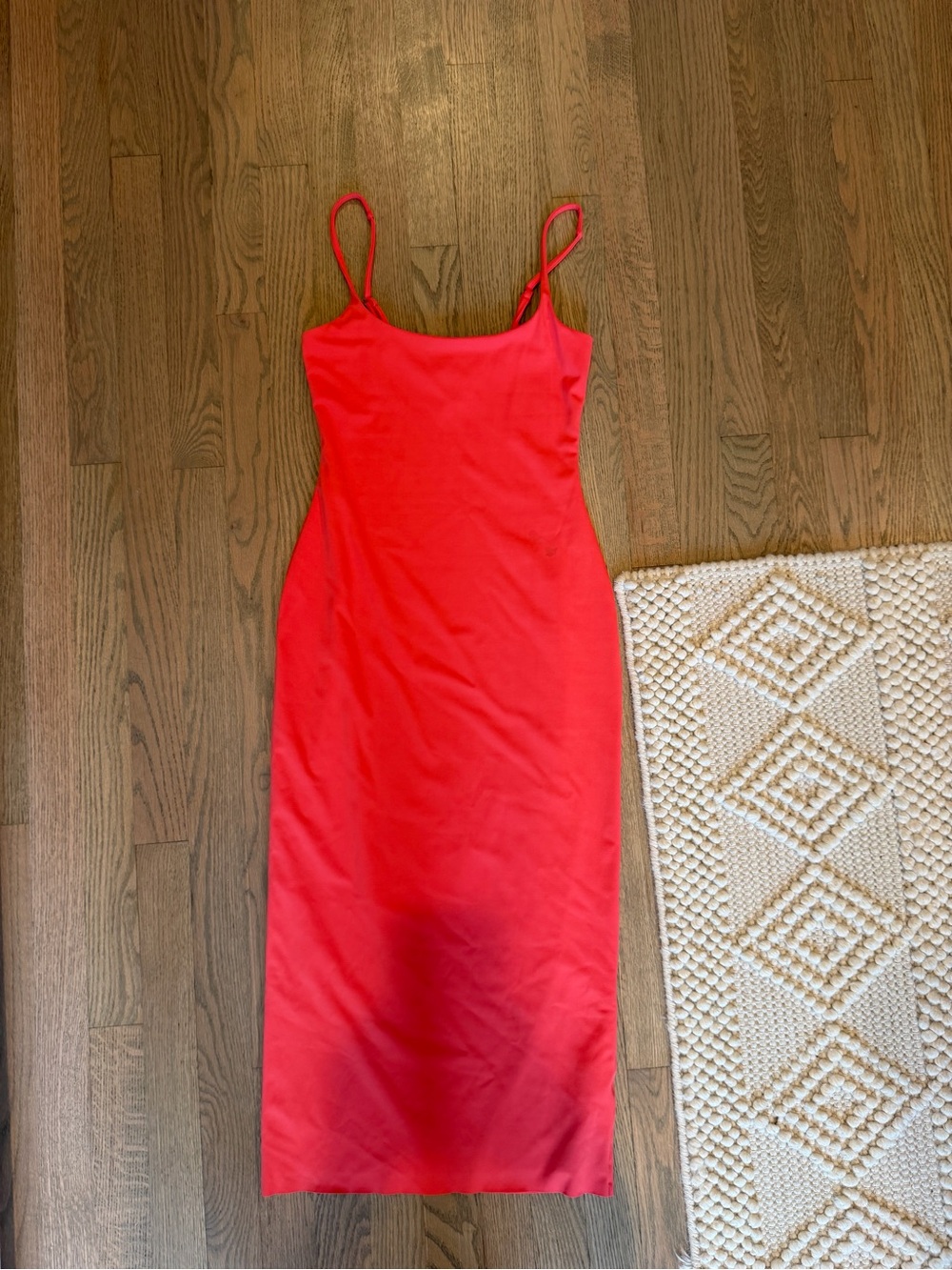 Red Midi Dress with Spaghetti Straps